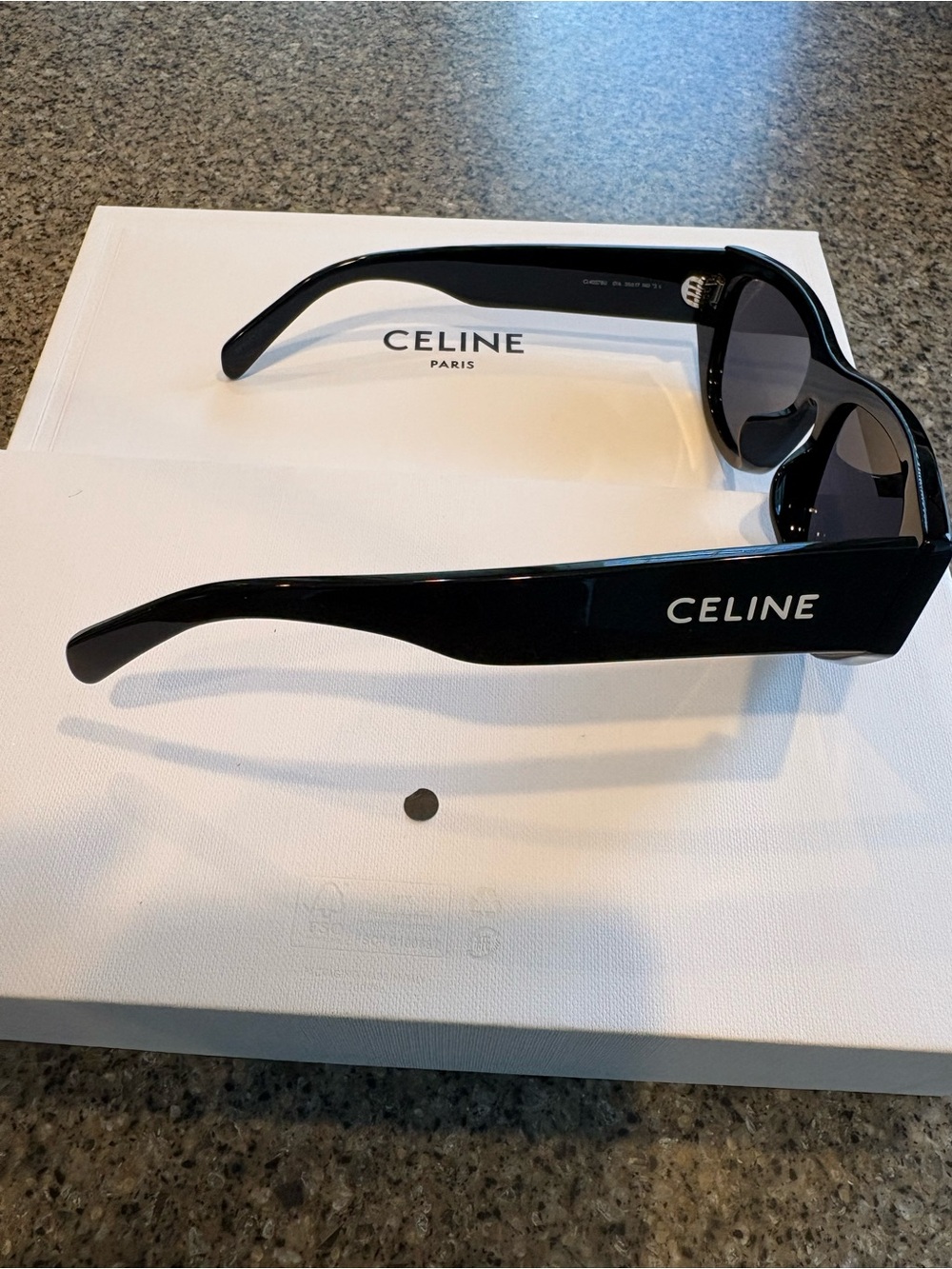 Celine Glossy Black Cat-Eye Sunglasses - Picture 2 of 5